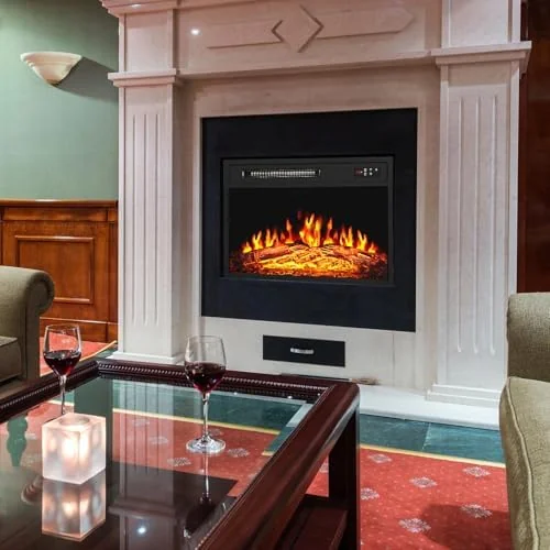 BOSSIN 18" Electric Fireplace Insert with LED Realistic Flame, Touch Screen & Remote, Portable