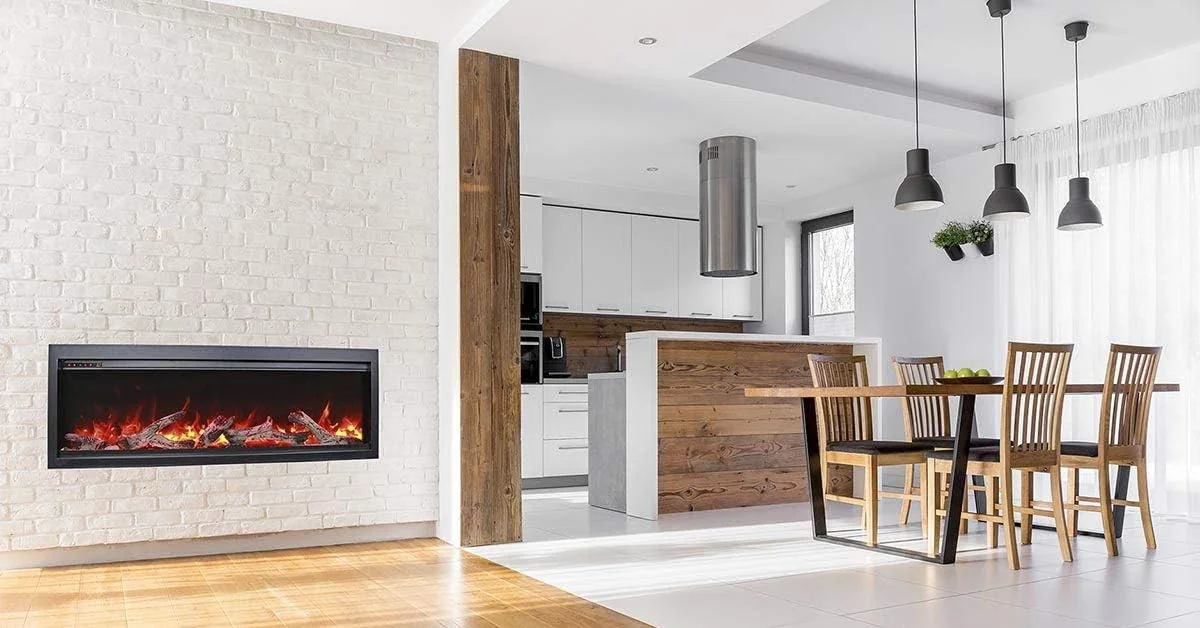 BOSSIN electric fireplace installed in modern living room